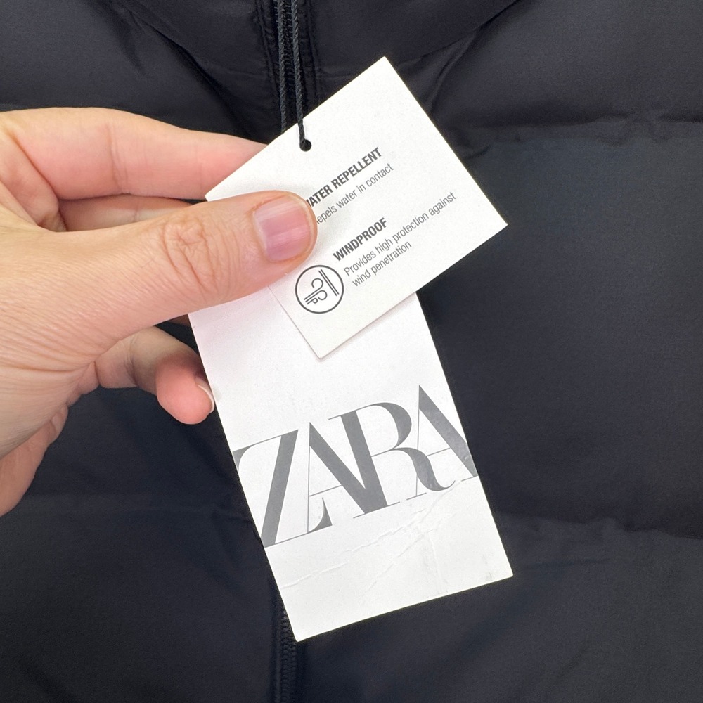 Zara Puffer Vest Womens M Black Water Repellent‎ Windproof Outdoor Layer Basic - Picture 4 of 13